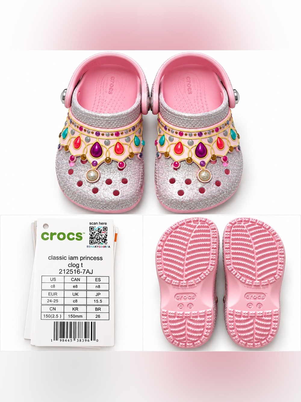 Crocs Kids Classic Iam Princess Clog - Pink Glitter